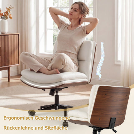 Balta ergonomiška biuro kėdė, reguliuojamo aukščio, be porankių