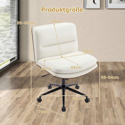 Balta ergonomiška biuro kėdė, reguliuojamo aukščio, be porankių