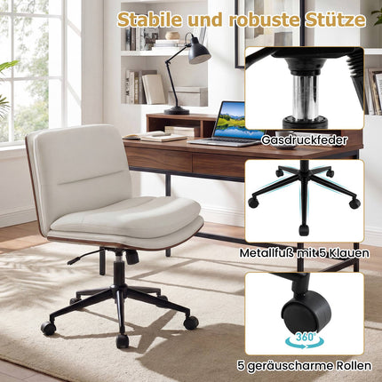 Balta ergonomiška biuro kėdė, reguliuojamo aukščio, be porankių