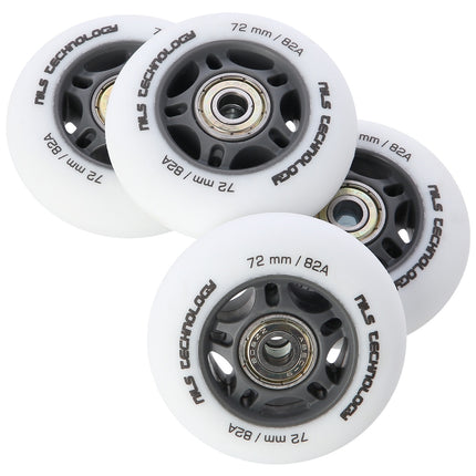 Balti PU 72x24 82A ratukai ir ABEC-9 guoliai
