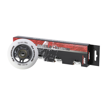Balti PU 72x24 82A ratukai ir ABEC-9 guoliai