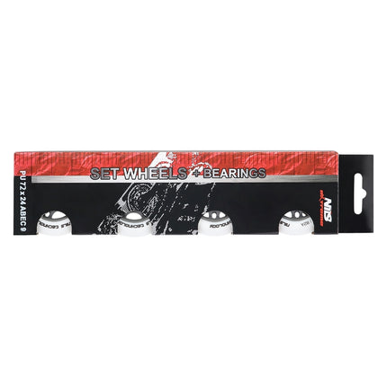 Balti PU 72x24 82A ratukai ir ABEC-9 guoliai
