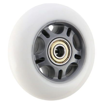 White PU Skateboard Wheels 72x24 82A, ABEC-7 Bearings Set