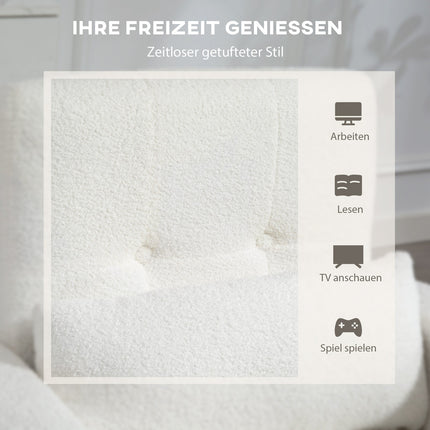 Baltas apmuštas fotelis su pagalvėle, kaučiukmedžio kojos