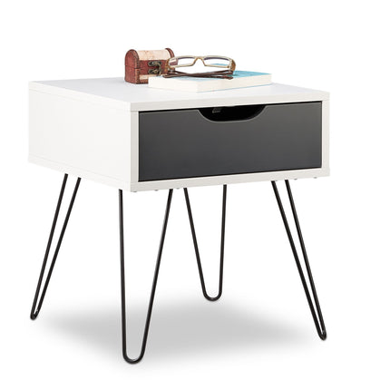 White & gray bedside table