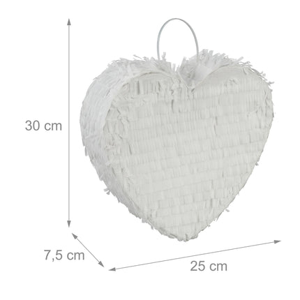 Balta širdies formos piñata