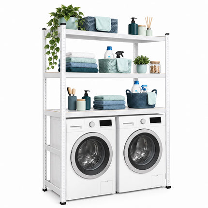 Wide Heavy-Duty Shelf Over Washer and Dryer, Steel and MDF, White