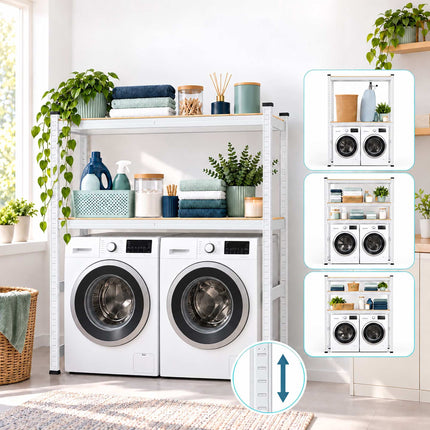 Wide Heavy-Duty Shelf Over Washer and Dryer, Steel and MDF, White