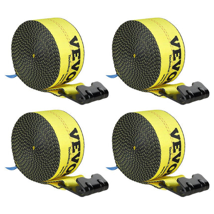 Winch Straps 4 in x 30 ft, Flat Hook, 4 Pack