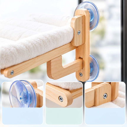 Window Cat Hammock with Suction Cups and Wall Mount, Cream, Max. 18 kg