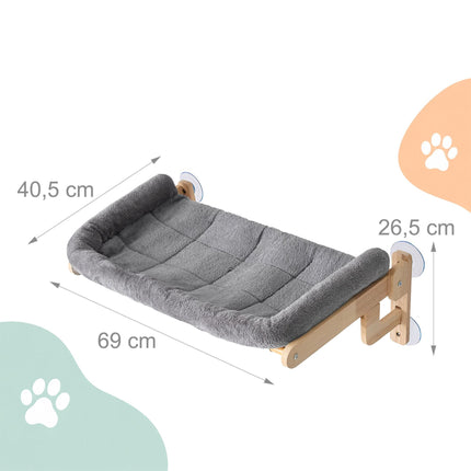 Window Cat Hammock with Suction Cups and Wall Mount, Grey, Max. 18 kg
