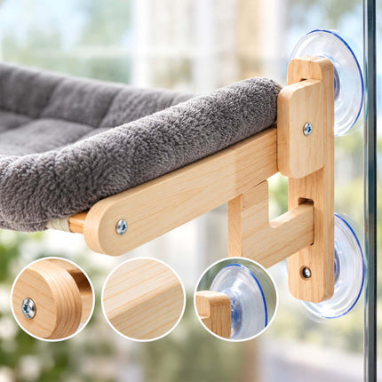 Window Cat Hammock with Suction Cups and Wall Mount, Grey, Max. 18 kg