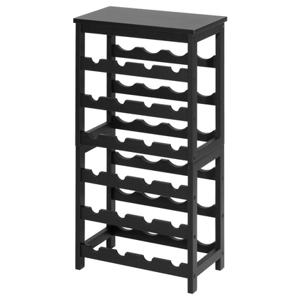 Wine Rack, 24-Bottle 6-Tier Bamboo with Tabletop