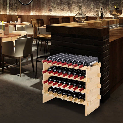 Wine Rack, 48-Bottle 6-Tier Stackable Bamboo