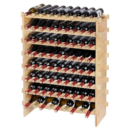 Wine Rack, 72-Bottle Bamboo Stackable 8-Tier