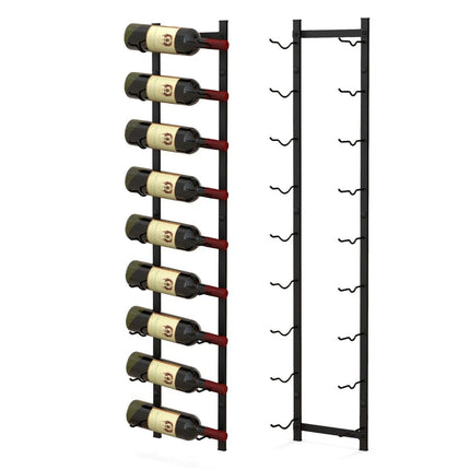 Vyno lentynėlė 9 vyno buteliams, metalinis butelių laikiklis, 22 x 13,5 x 109 cm, juoda