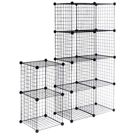 Vieliniai laikymo kubeliai, 12 kubelių modulinis metalinis tinklelis, juodas