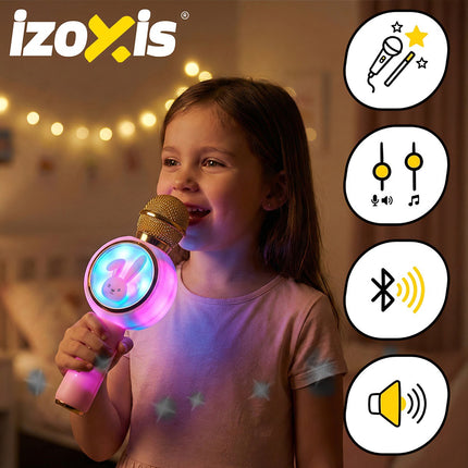 Belaidis „Bluetooth“ karaoke mikrofonas vaikams, rožinis