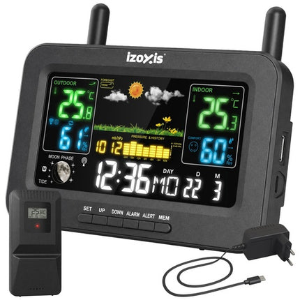 Belaidė meteorologinė stotis su LCD ekranu ir jutikliu