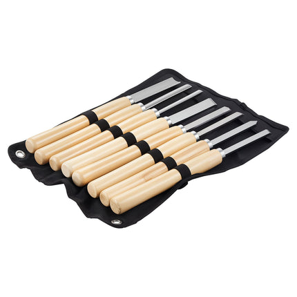 Wood Lathe Turning Tool Set, 8-Piece Carbon Steel, With Oxford Bag