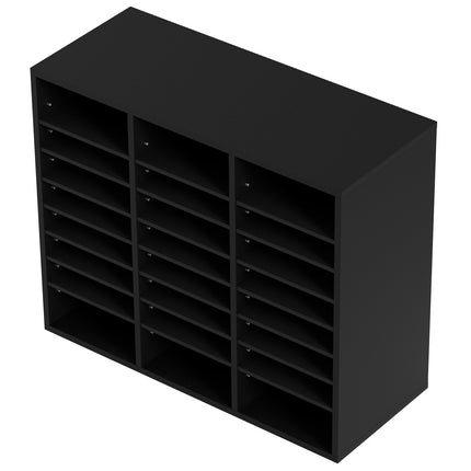 Wood Literature Organizer, 24 Compartments, Adjustable Shelves