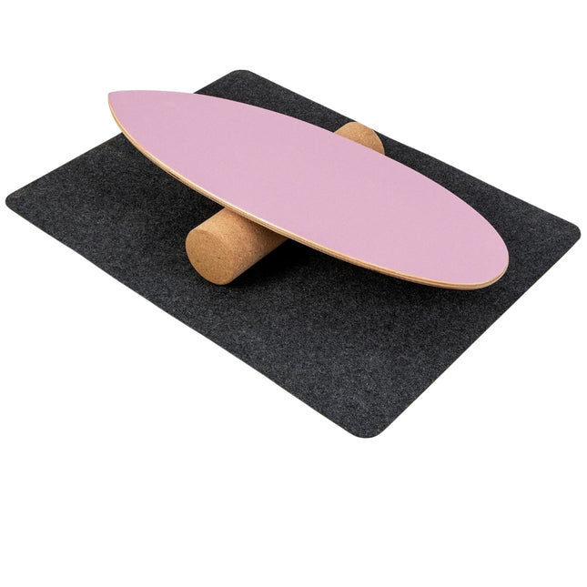Wooden Balance Board Set with Cork Roller and Mat