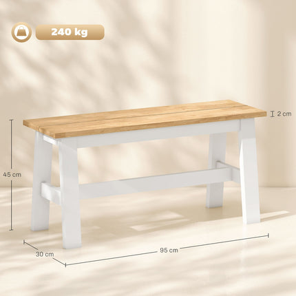 Medinis suolas dviems, ąžuolo apdailos, kaučiukmedžio, 45 cm aukščio