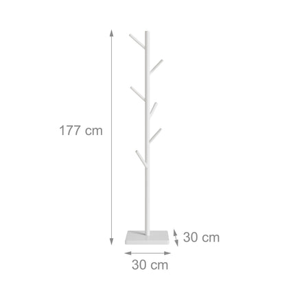 Medinė paltų kabykla su 8 kabliukais, laisvai pastatoma