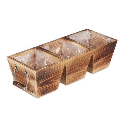 Wooden Flowerpot with 3 Sections