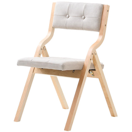 Wooden Folding Chairs, Cushioned, Set of 2, Beige