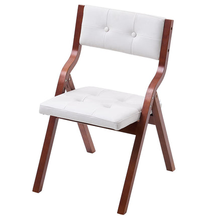 Wooden Folding Chairs, Set of 2, Cushioned Seat, White