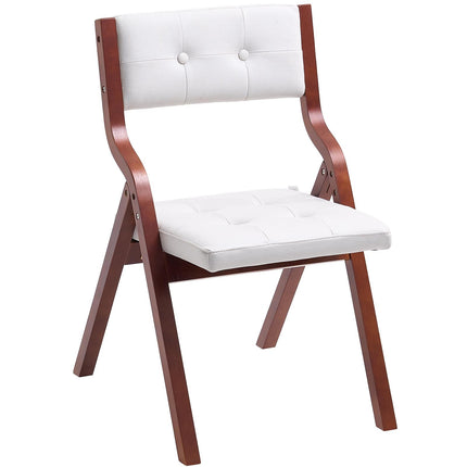 Wooden Folding Chairs, Set of 2, Cushioned Seat, White