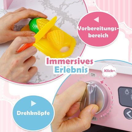 Medinis vaikų virtuvės komplektas su šviesa, garsu ir vandens dozatoriumi