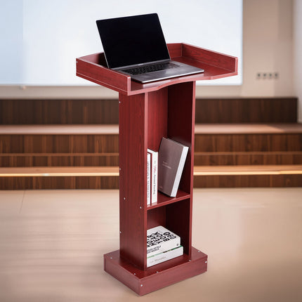 Wooden Lectern Podium Stand, 1040 mm, Storage Shelf