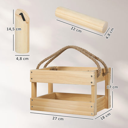 Medinis „Mölkky“ žaidimų rinkinys - 12 kėglių, 1 mėtymo lazda, dėžutė
