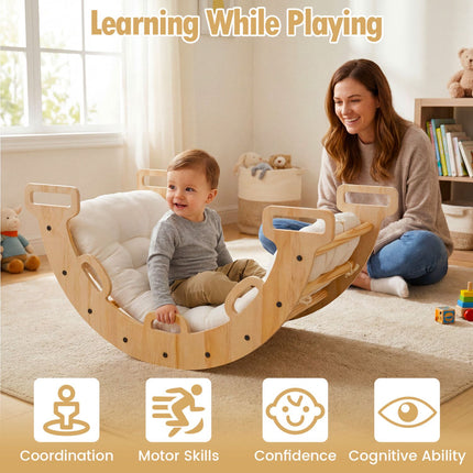 Medinis Montessori supamasis laipiojimo lankas su pagalvėle