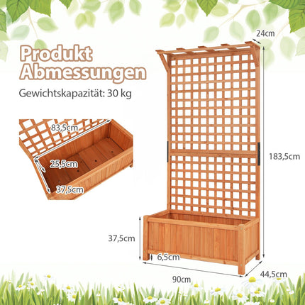 Medinis sodinimo dėžė su grotelėmis ir drenažo skylėmis