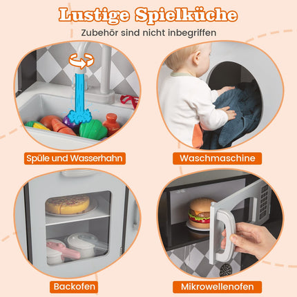 Medinis žaislinis virtuvės komplektas su ledo gaminimo aparatu ir orkaite
