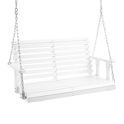 Wooden Porch Swing 4 Ft, White, 880 Lb, With Chains