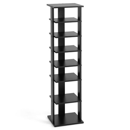 Wooden Shoe Rack 8 Tier Shoe Rack Shoe Organizer Vertical 27.5x26.5x110cm Black