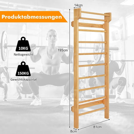 Medinės sienelės su prisitraukimų skersiniu, 10 pakopų, 100 kg keliamoji galia