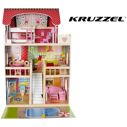Medinis lėlių namelis - vila su baseinu D11251