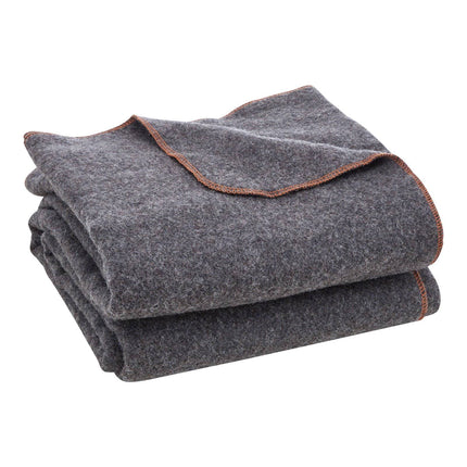 Wool Camping Blanket 64 x 88 in, 80% Wool, Flame Retardant, Dark Grey