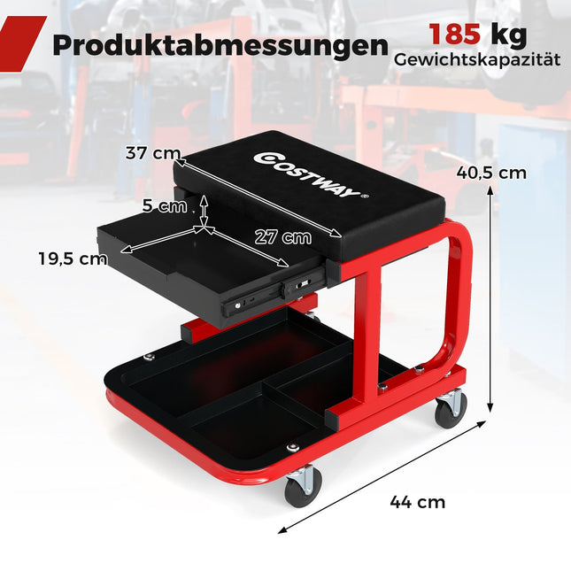 Dirbtuvių kėdė su ratukais, 185 kg keliamoji galia, juoda