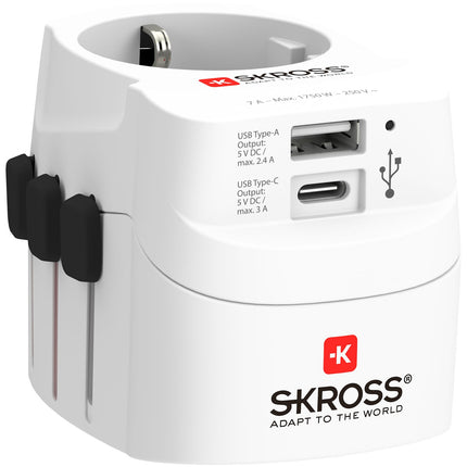 World travel adapter PRO Light USB-A + USB-C