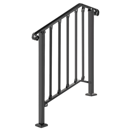 Wrought Iron Stair Handrail, Adjustable for 2–3 Steps