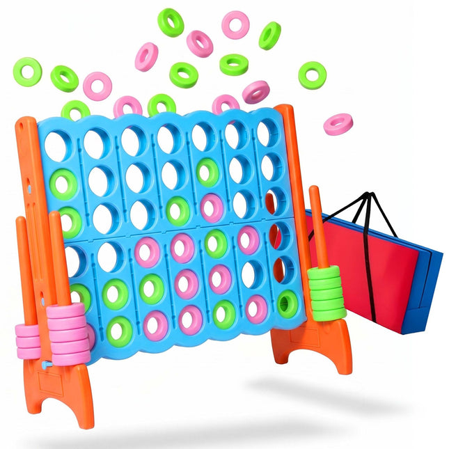 XXL Connect Four žaidimas, šviesiai mėlynai oranžinis, su krepšiu