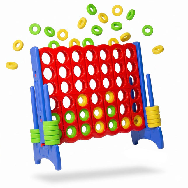 XXL Connect Four žaidimas – raudonas ir mėlynas, lauko, plastikinis