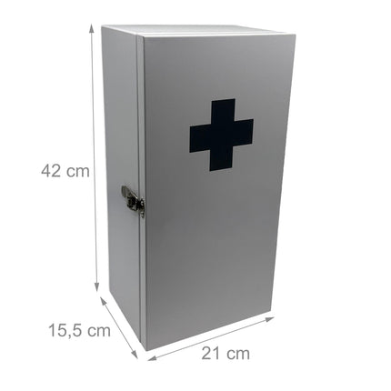 XXL medicininė spintelė, balta geležinė, montuojama prie sienos, 3 lentynos