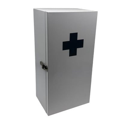 XXL medicininė spintelė, balta geležinė, montuojama prie sienos, 3 lentynos